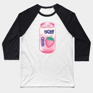 Strawberry Soda Can Japanese Soft Drink Kawaii Soft Pastel Pop Art Retro Summer Vibe Baseball T-Shirt